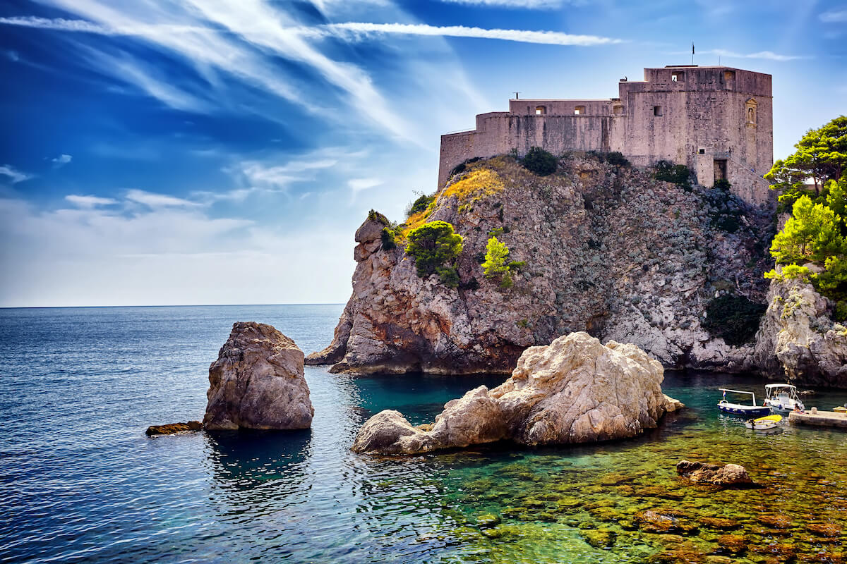 Fort Lovrijenac and Dubrovnik seen from the sea