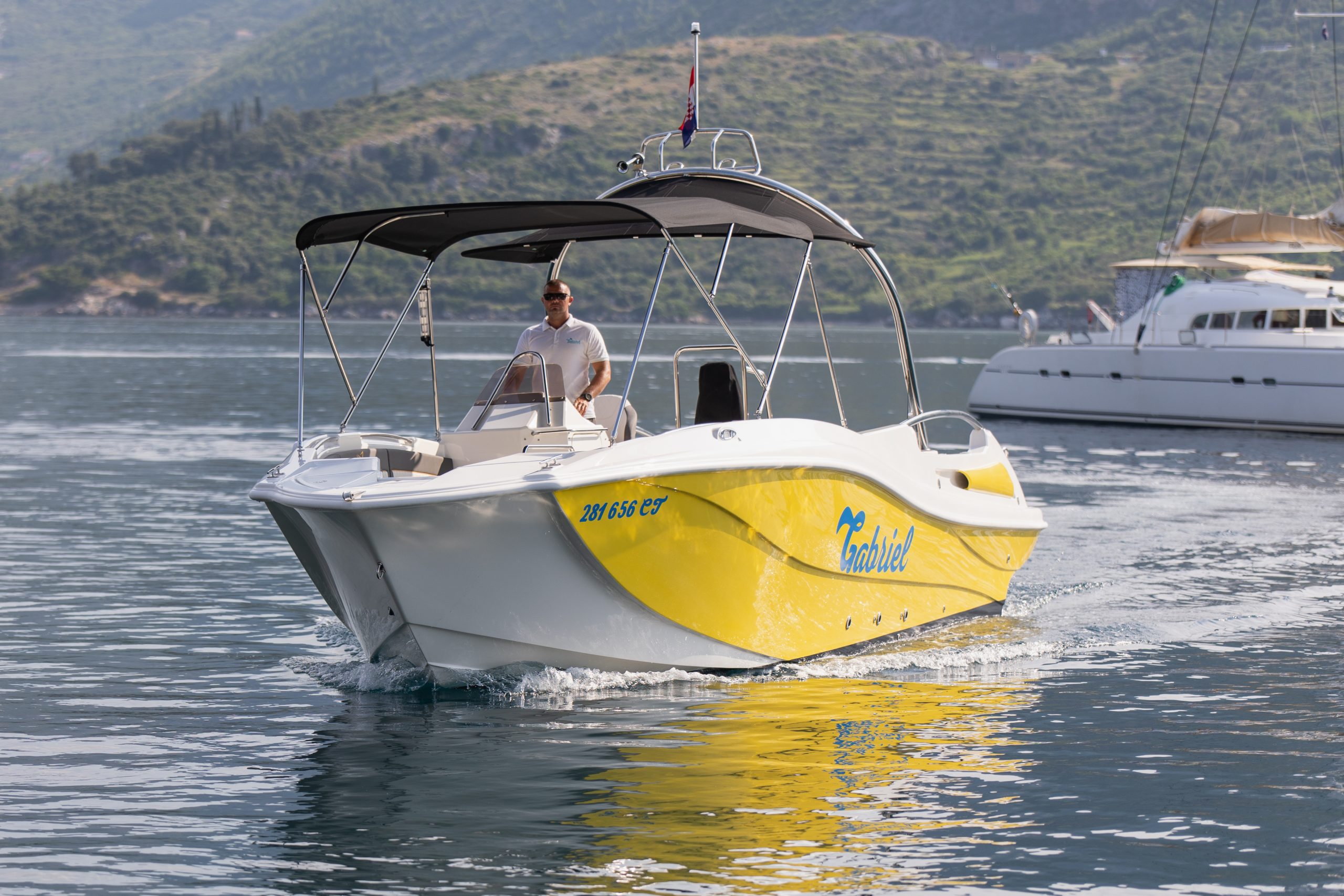 Private speedboat on the Adriatic near the Elaphiti direction