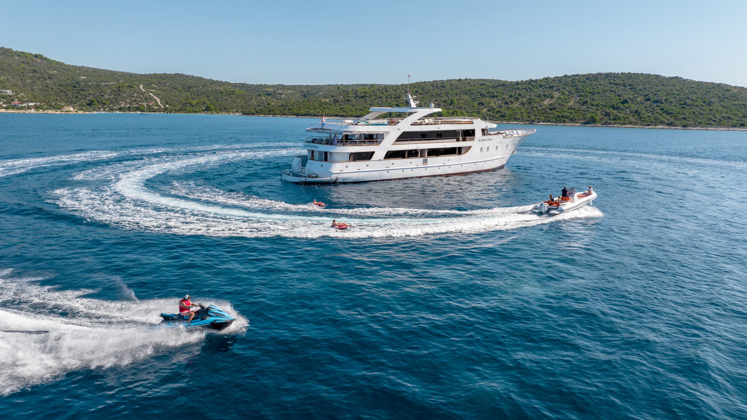 Karizma water toys action during a yacht week in Croatia