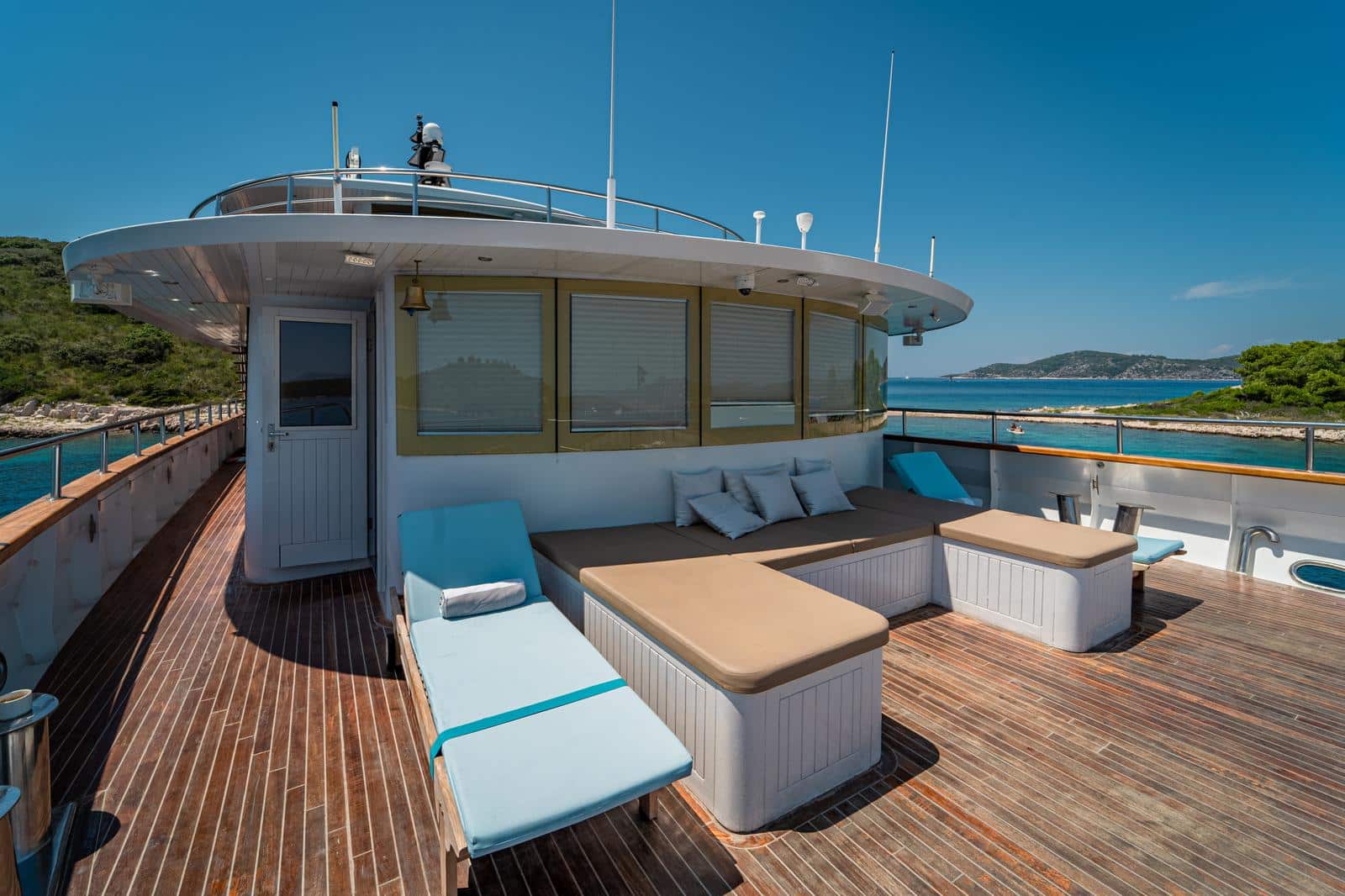 Riva upper deck bow lounge area