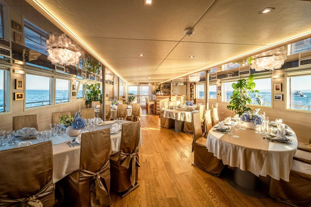 34. RIVA Formal dining in salon - Upper deck