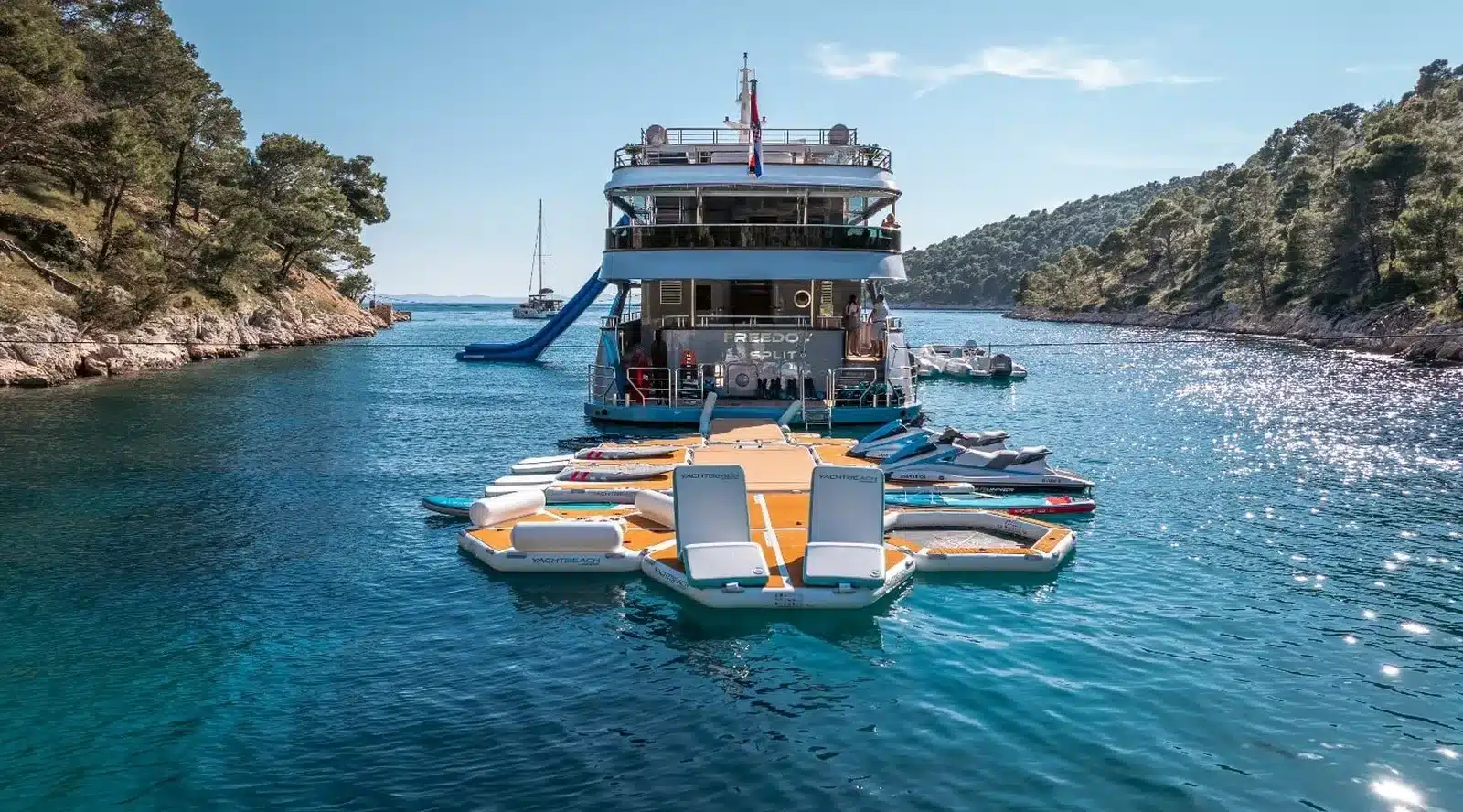 Freedom yacht water toys setup during a Croatia charter